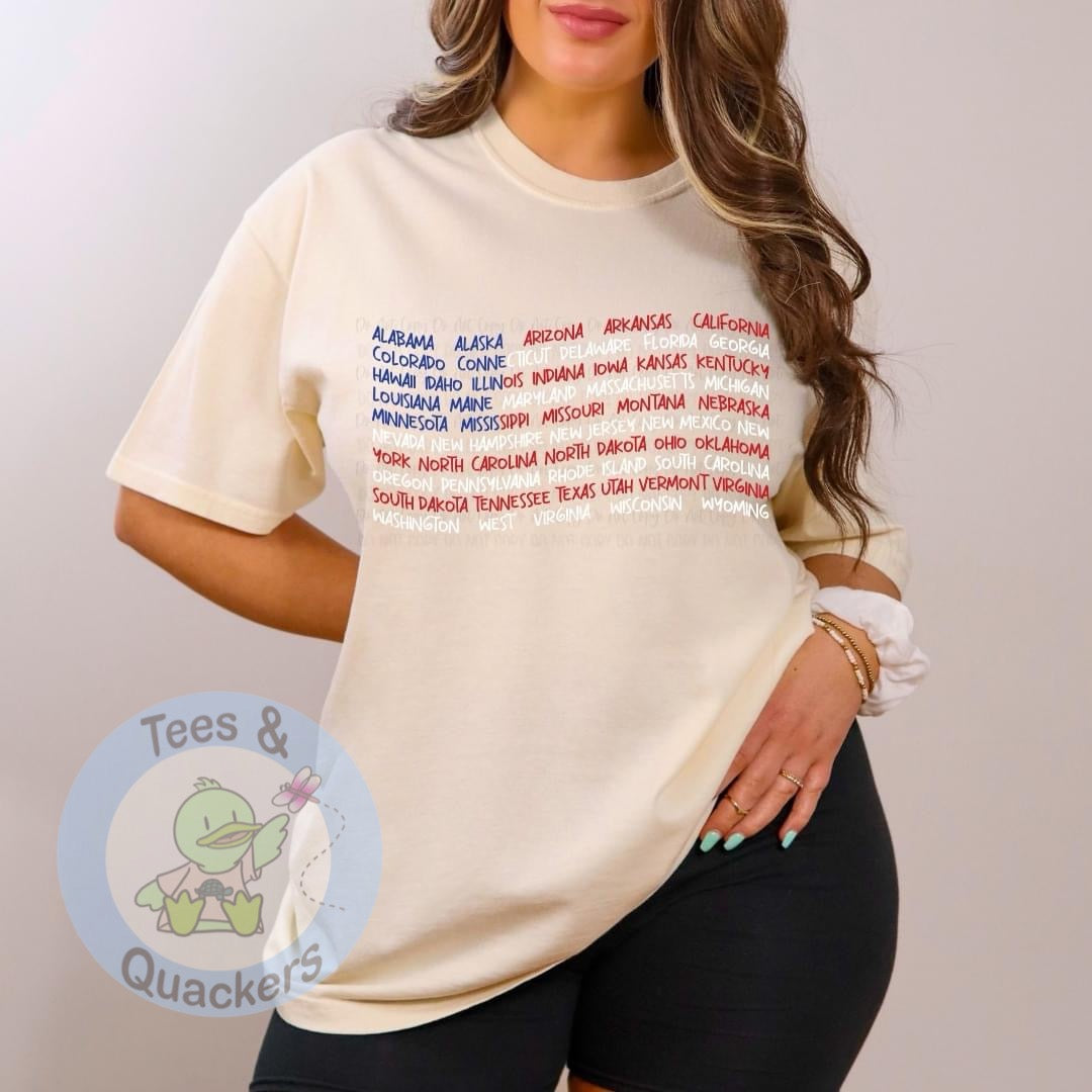 American flag state names- unisex