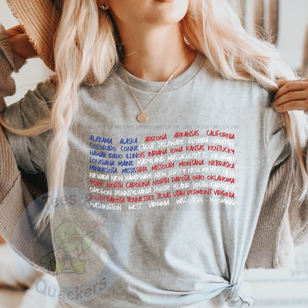American flag state names- unisex